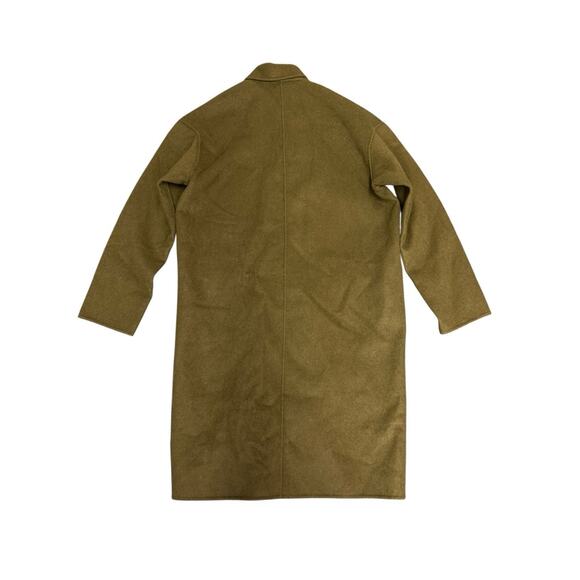 ZARA Wool Blend Minimalist Overcoat Small Olive Brown Classic Fall Coat - Picture 7 of 12